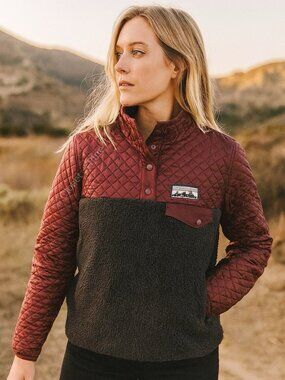 Patagonia Mixed Media Snap-T Pullover Quilted Size Small Drumfire Red‎ Limited